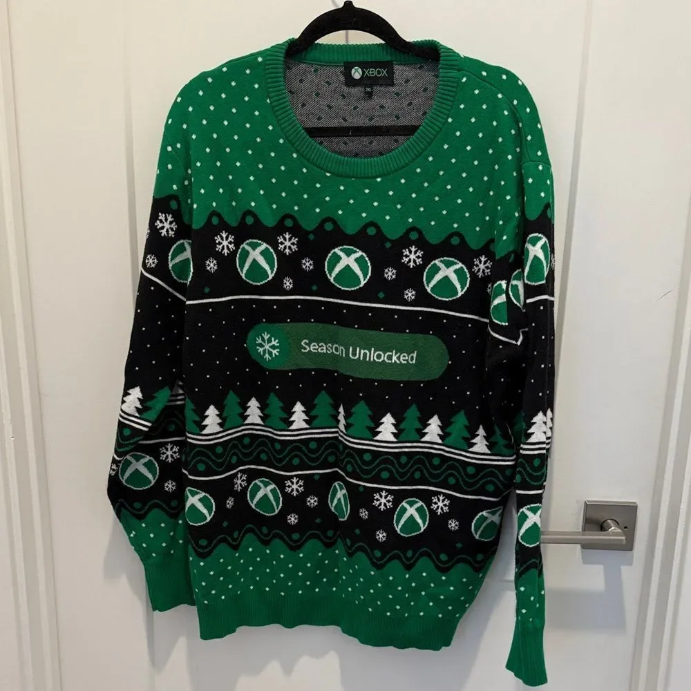 Microsoft Xbox Season Unlocked Ugly Christmas Holiday Sweater,Size 2XL